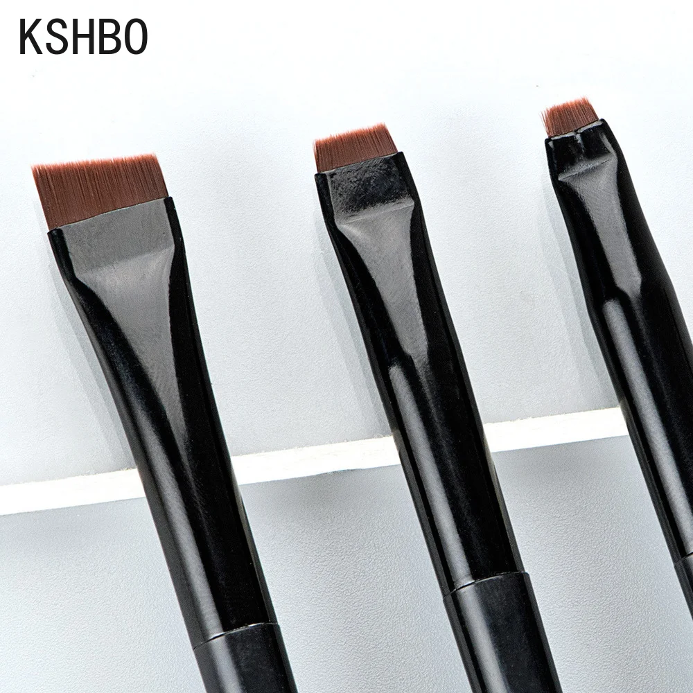 

KSHBO New 3 Pcs Eye Makeup Brush Flat Eyeliner Eyebrow Blending Beauty Make Up Brush Soft Nylon Hair 3 Color Styles for Choose