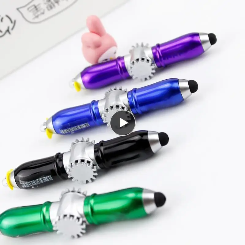 

Multifunctional Fingertip Gyro Pen Adults Kids Blue Ballpoint Pens LED Luminous Stylus Decompression Lighting Stationery