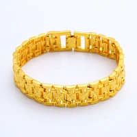16mm wide wristband bracelet men women jewelry 18k yellow gold filled fashion vintage male solid accessories 20cm long gift