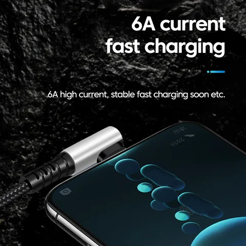 6A 0,25 0,5 м Короткий кабель 90-градусный локоть USB A Тип C к Тип C Кабель для быстрой зарядки данных Провод Power Bank для iPhone 15 IPad