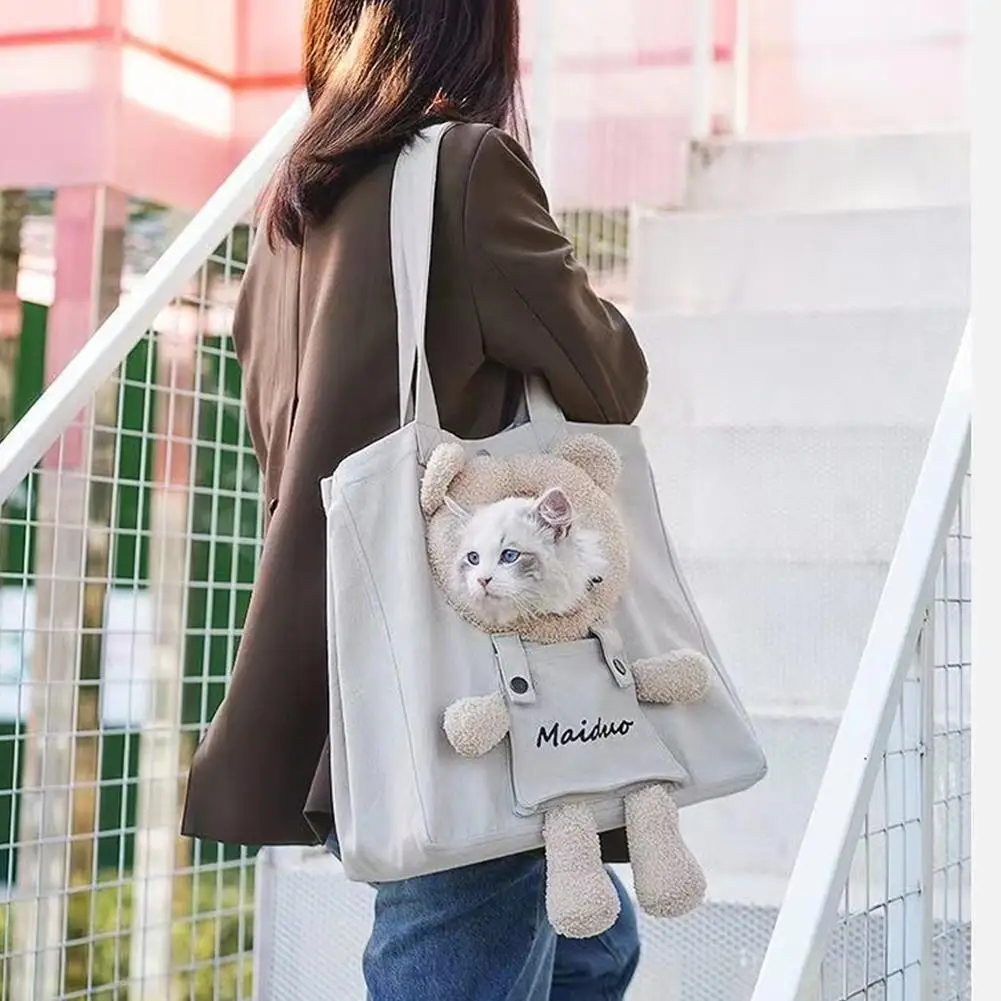 

Bear-shaped Dog Bag Soft-sided S Exposed Pet Canvas Bag For S Dogs Small Pet Shoulder Bag Pet Accesso Q9r9