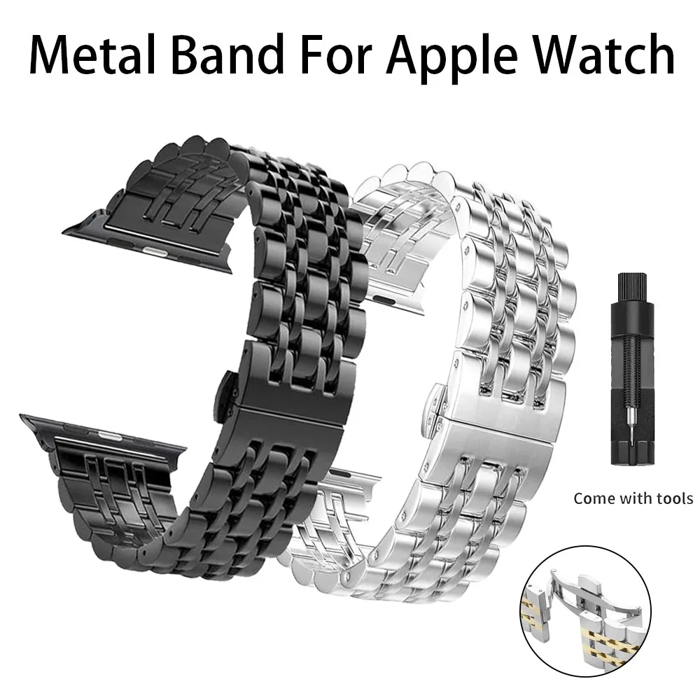 Ремешок из нержавеющей стали для Apple Watch Ultra 2 металлический браслет iWatch Series 10 9 8 7 SE