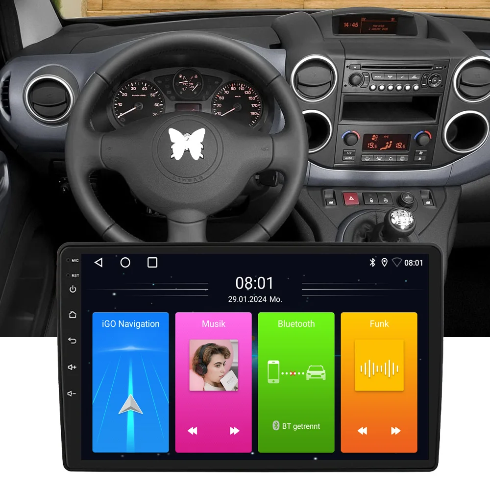 Автомобильная радиостанция Android 9 дюймов с GPS-навигацией Carplay для Toyota Proace City Verso Kasten