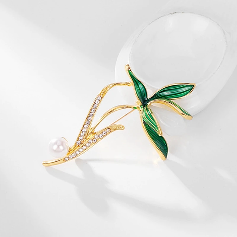 

Rhinestone Orchid Flower Brooches for Women Shirt Cardigan Anti Glare Brooch Clothes Lapel Pins Beauty Flower Party Office Pin