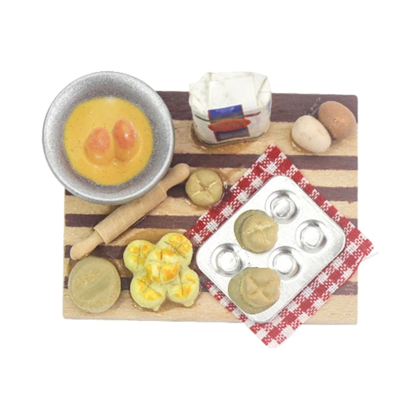 

1:12 Миниатюрная модель кукольного домика, деревянный мини-инструмент из смолы приглушенного сума для изготовления хлеба, молока, яйца, аксес...