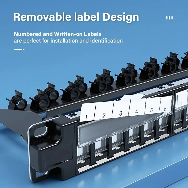 Фото Патч-панель на 24 порта RJ45 с экранированием и заглушками для Keystone Jacks/Keystone Coupler, для установки в стойку или на стену №3
