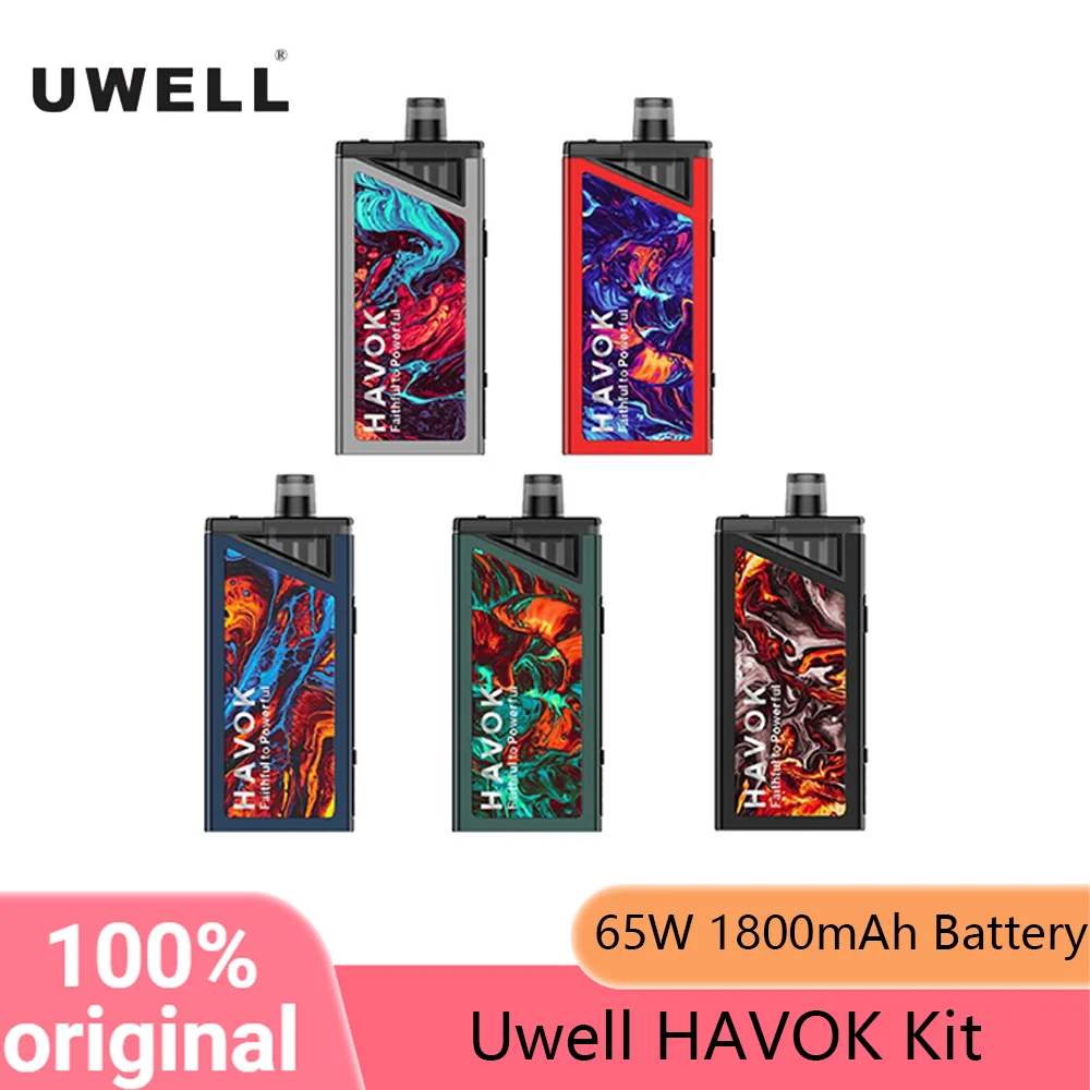 

Оригинальный комплект Uwell HAVOK 65 Вт 1800 мАч с картриджем 4 мл п 0,6/0,25 ом испаритель электронной сигареты