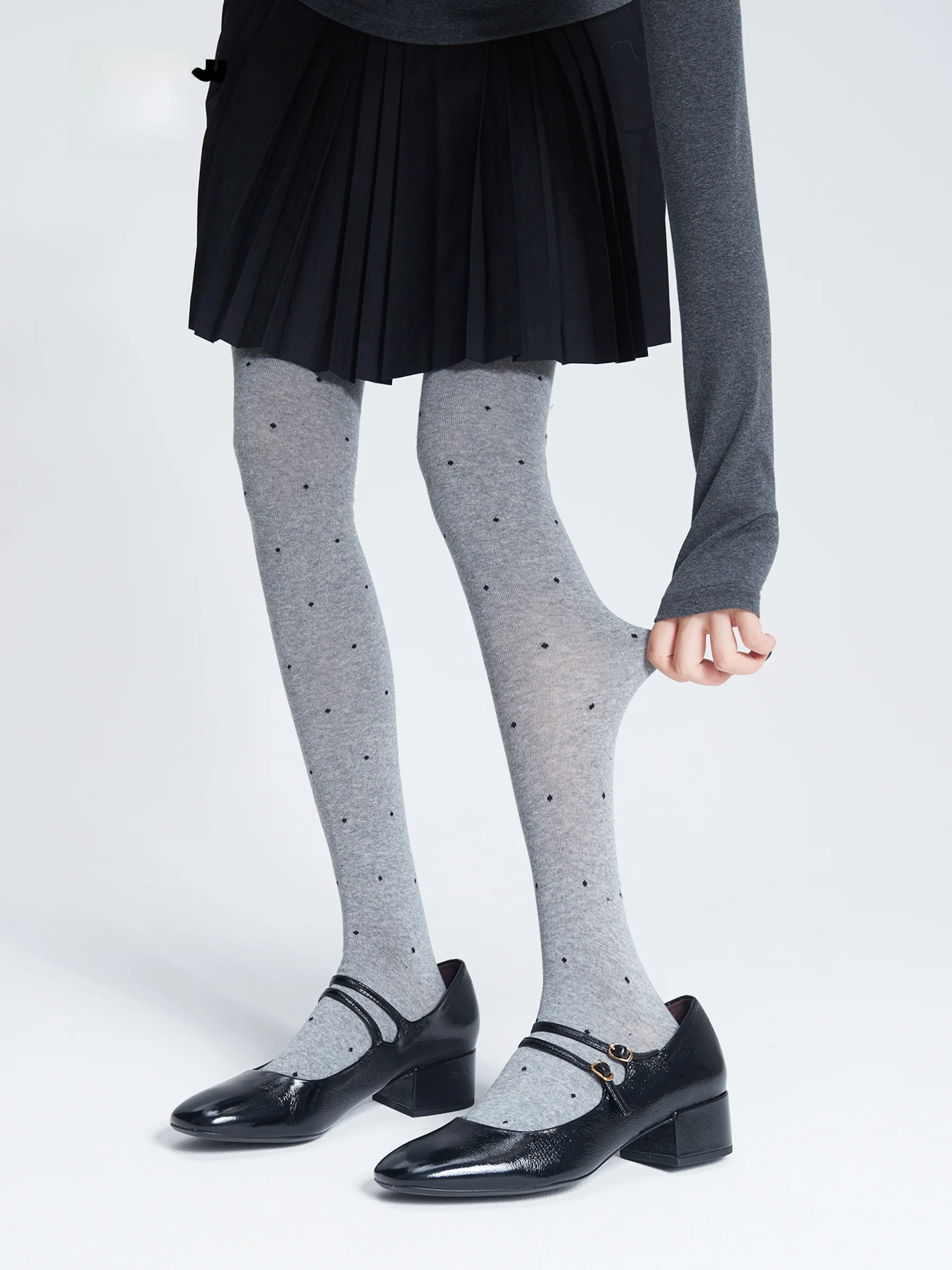 Осень 2024 хлопковые жаккардовые леггинсы в горошек тонкая верхняя одежда серые