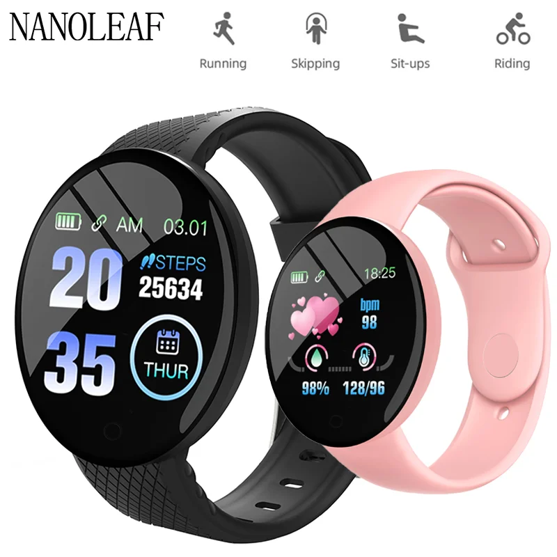 

Macaron Color Smart Watch Round Touch Screen Music Control Fitness Tracker Call Push Men Women Digital Wristwatches DIY Dial