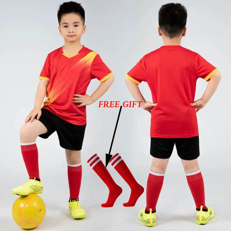 Boys Football Jersey tracksuit Child Soccer Sports Uniforms Kids Play Ball Sportswear Kits vest children's football suit Socks