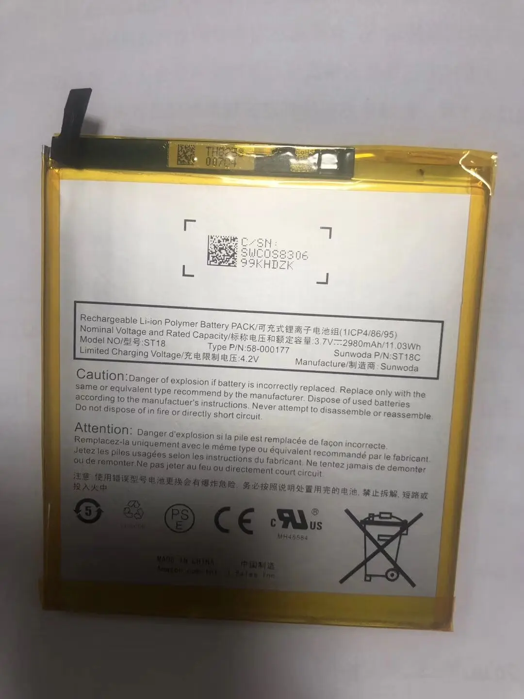 

100% Original New 2980mAh ST18 ST18C 58-000177 GB-S10-308594-060L Battery for For Amazon Fire 7 7th Gen 2017