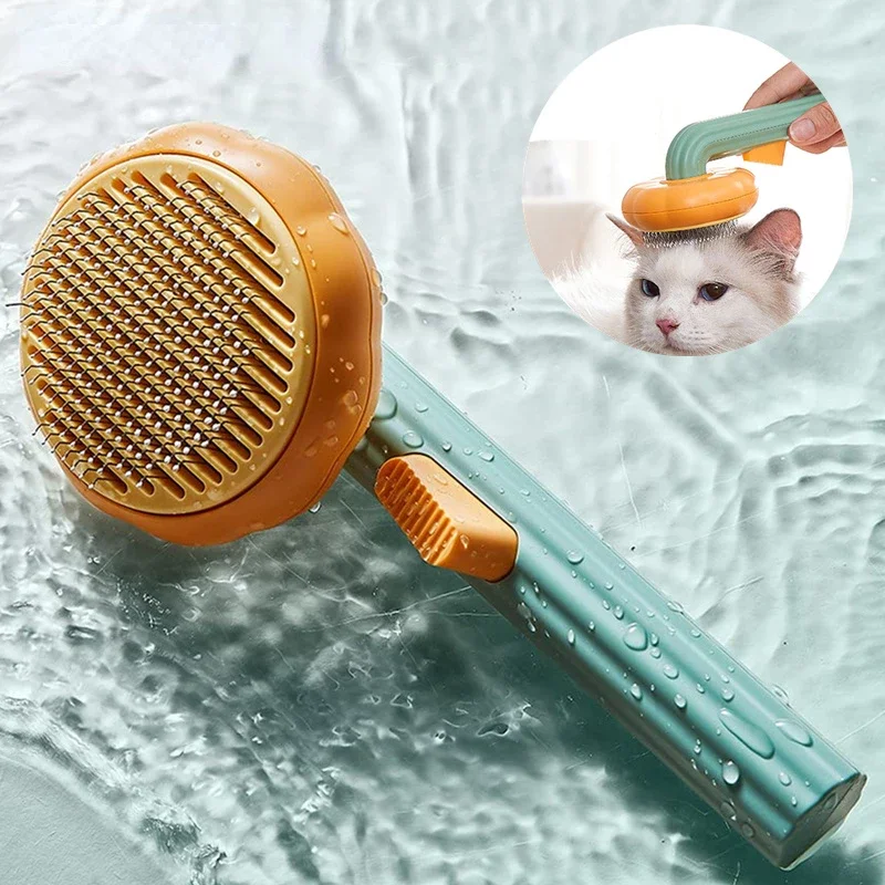 

Pumpkin Self Cleaning Slicker Comb for Dog Cat Puppy Rabbit Grooming Brush Tool Gently Removes Loose Undercoat Tangled Hair