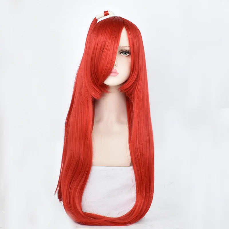 

Anime Bump World Abby Cosplay Wig Red Long Qi Liu Hai Lady's Halloween Party Heat Resistant Synthetic Wig + Wig Cap