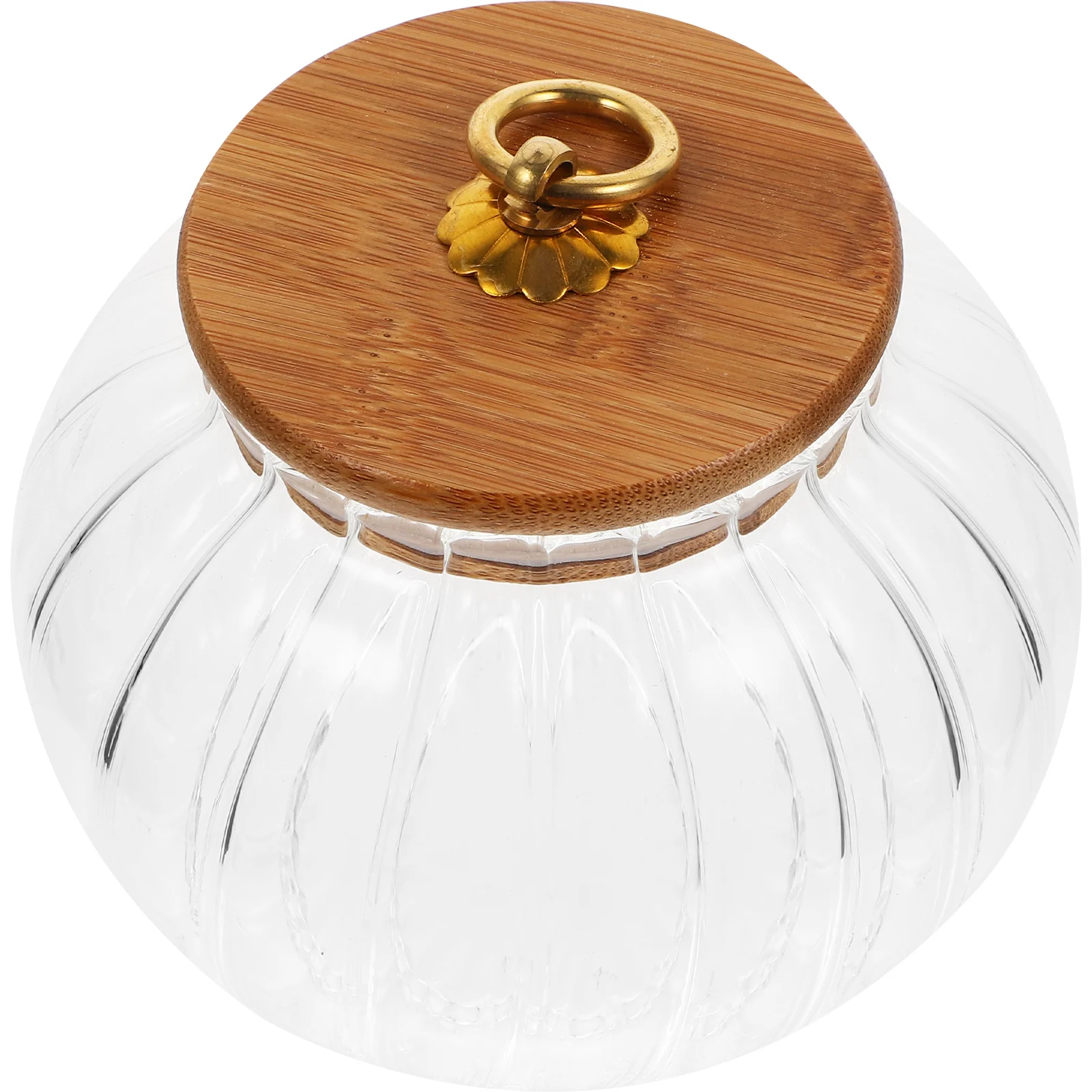 

Pumpkin Glass Jar Airtight Glass Jars Grain Storage Jar Bamboo Cover Glass Grain Containers Alloy Glass Can