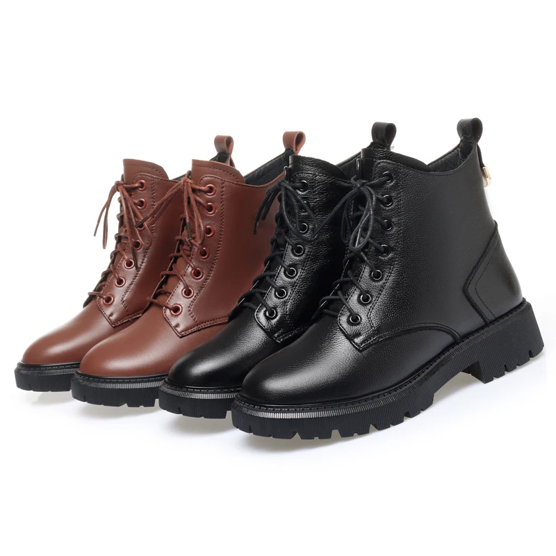 AIYUQI Women's Winter Boots Large Size 2023 New Genuine Leather Non-slip Women's Snow Boots Natural Wool Warm Women's Ankle Boot