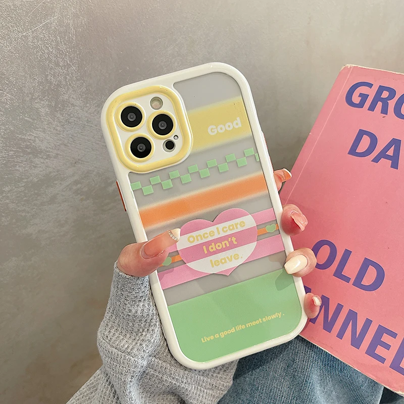 

Funny Cartoon Love Heart Letters Case For iPhone 13 11 12 Pro Max Cases Cute Shockproof Soft Acrylic Cover