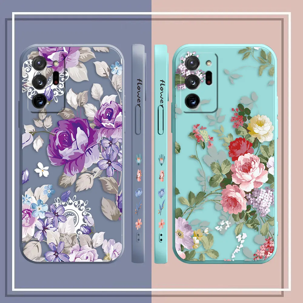 Case For Samsung Galaxy A90 A80 A70 A60 A50 A40 A30 A20 A10 Note 20 10 M33 Pro Plus Lite Ultra 4G 5G Case  Pretty Purple Flowers