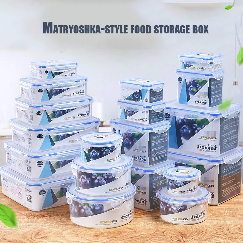 

Plastic Food Storage Container Vegetable Fruit Meat Fresh Box Organizer BPA-Free Refrigerator Fresh-Keeping Box