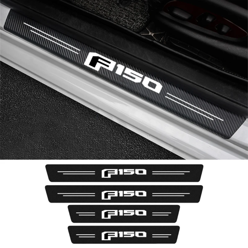 

4PCS For Ford F150 Fiesta Focus 2 Explorer F250 Carbon Fiber Car Scuff Plate Door Threshold Sill Stickers Protector Film Decals