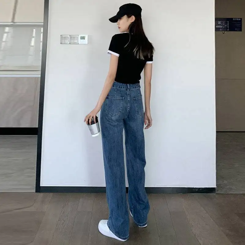 Женские джинсы повседневная одежда с высокой талией длинные широкие джинсовые