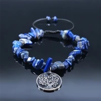 yoga tree of life lapis lazuli stone charm bracelet woman stainless steel pendant bracelet jewelry arbol de la vida b1791s04