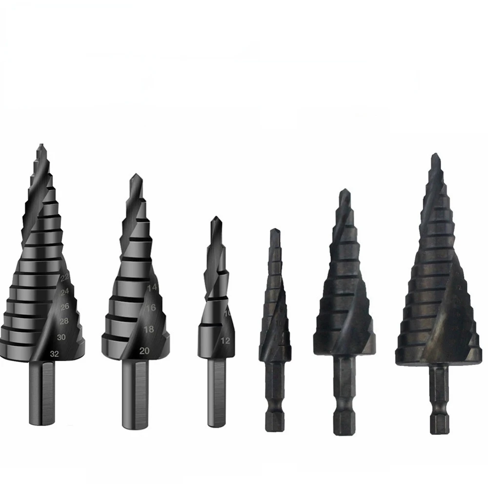 

Metal Drills 4-12/20/32mm HSS Cobalt Step Cone Drill Bit Set Nitride Coated Wood Metal Hole Cutter Drill Spiral Groove Drill Bit