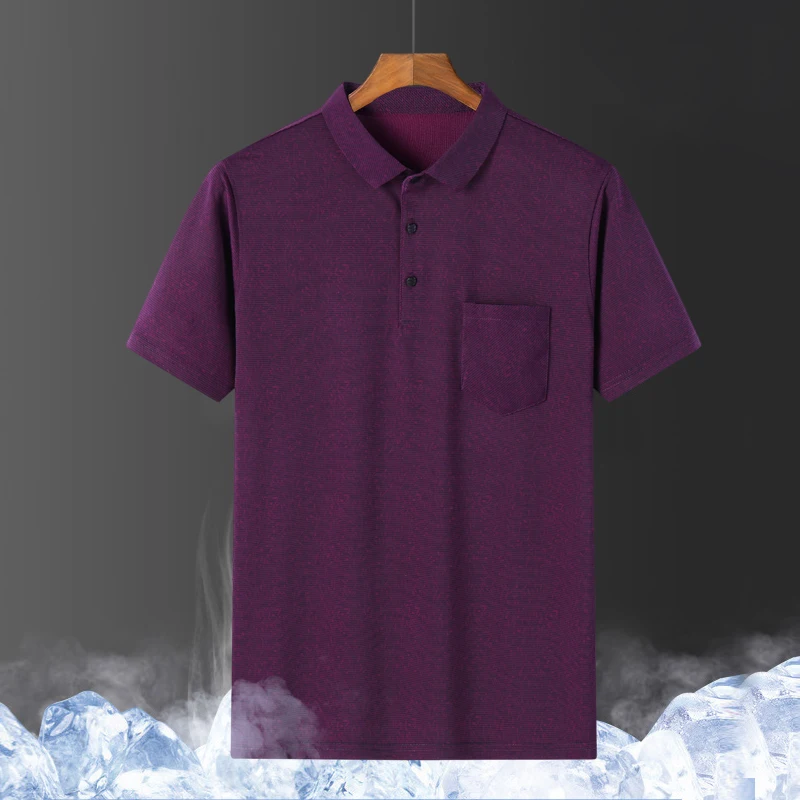

2022 Ice Silk Quick-drying Short-sleeved T-shirt Men's Summer Middle-aged and Elderly Thin Men's Half-sleeved Dad POLO Shirt