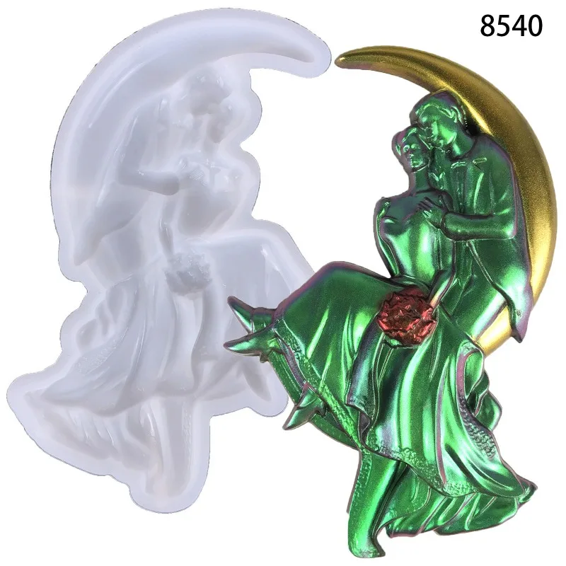 

Moon Couple Wall Hanging Drop Glue Mold Wall Decoration Pendant Ornaments Half Three-dimensional Moon Couple Silicone Mold