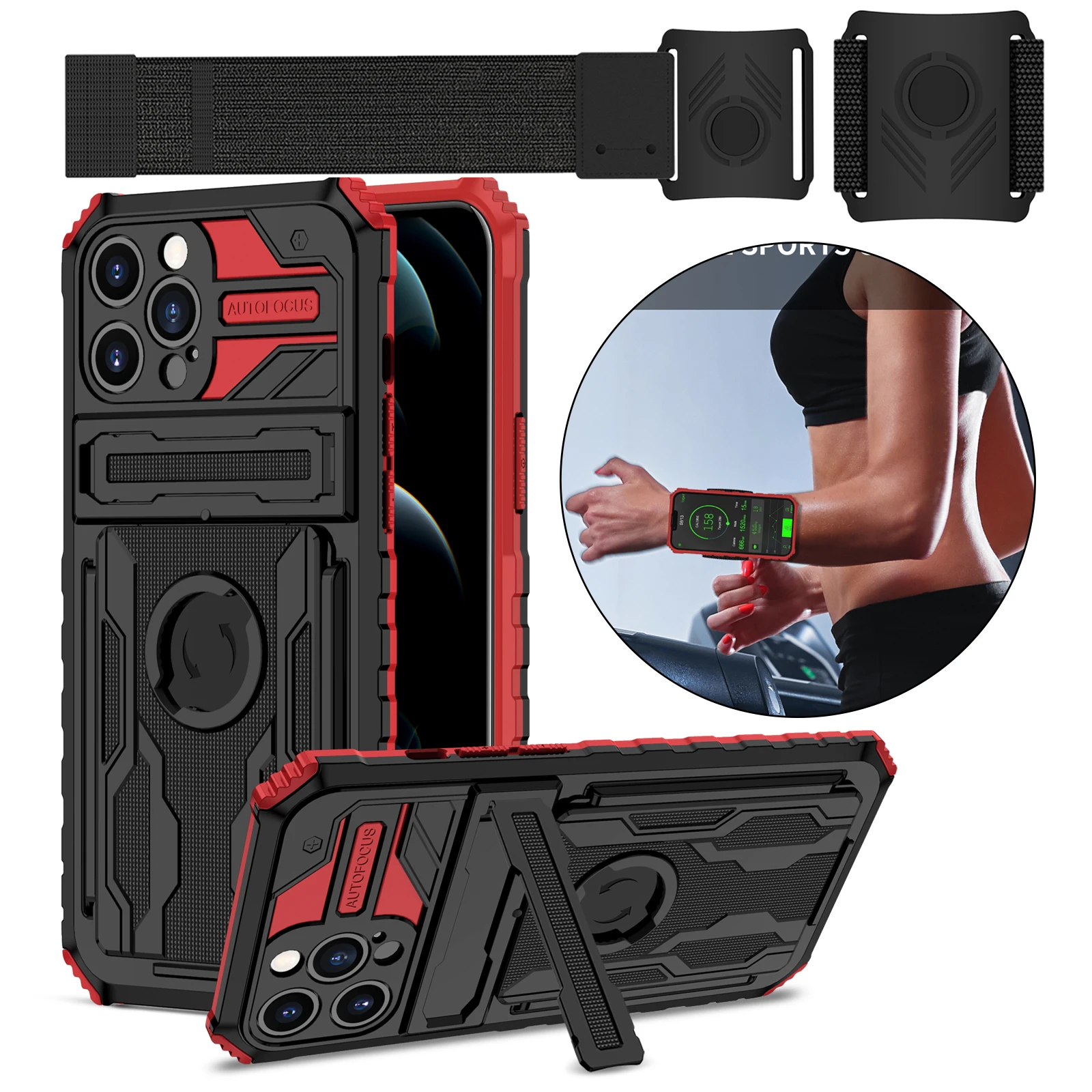 Wristband Case for iPhone 13 Pro Max 11 12 Pro Max TPU Case for Man with Kickstand Wrist Strap Cover for XS Max 7 8 Plus Hiking