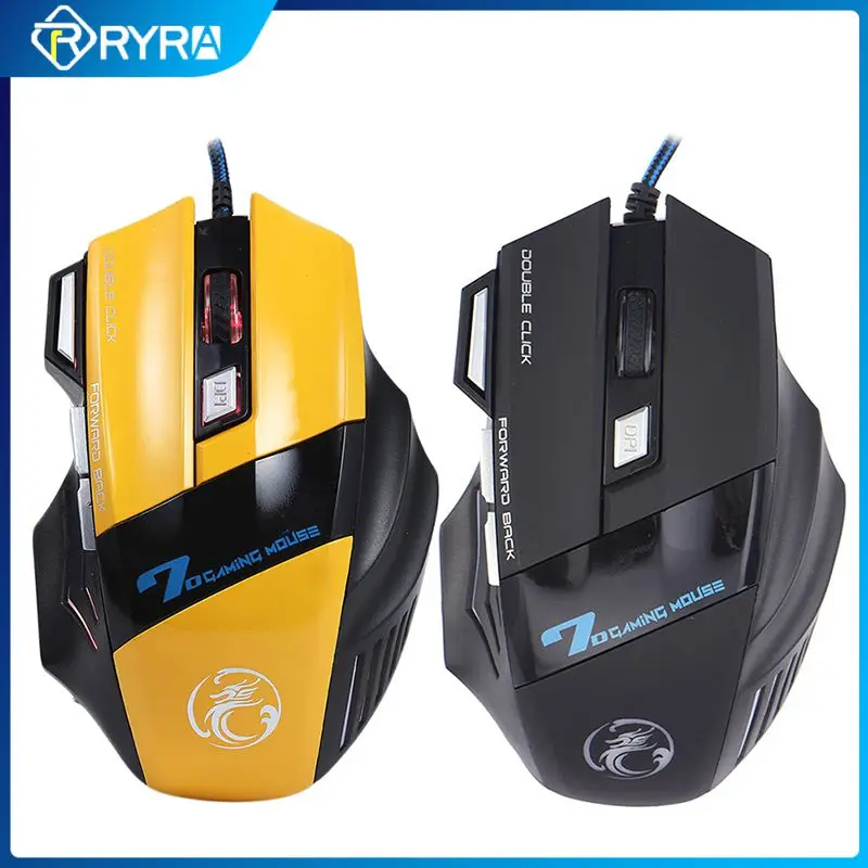 RYRA Rechargea3200DPI Gaming Mouse Seven Buttons Gamer Mouse Breathing RGB LED Light Ergonomic Game Silent Mice For Laptop PC
