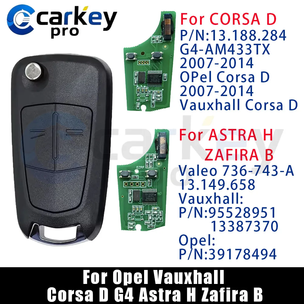 Фото Автомобильный ключ-брелок Carkeypro для Opel Vauxhall Corsa D G4 Astra H Zafira B Holden Astra AH 736-743-A, выкидной, с чипом PCF7941A 46, 433 МГц №1