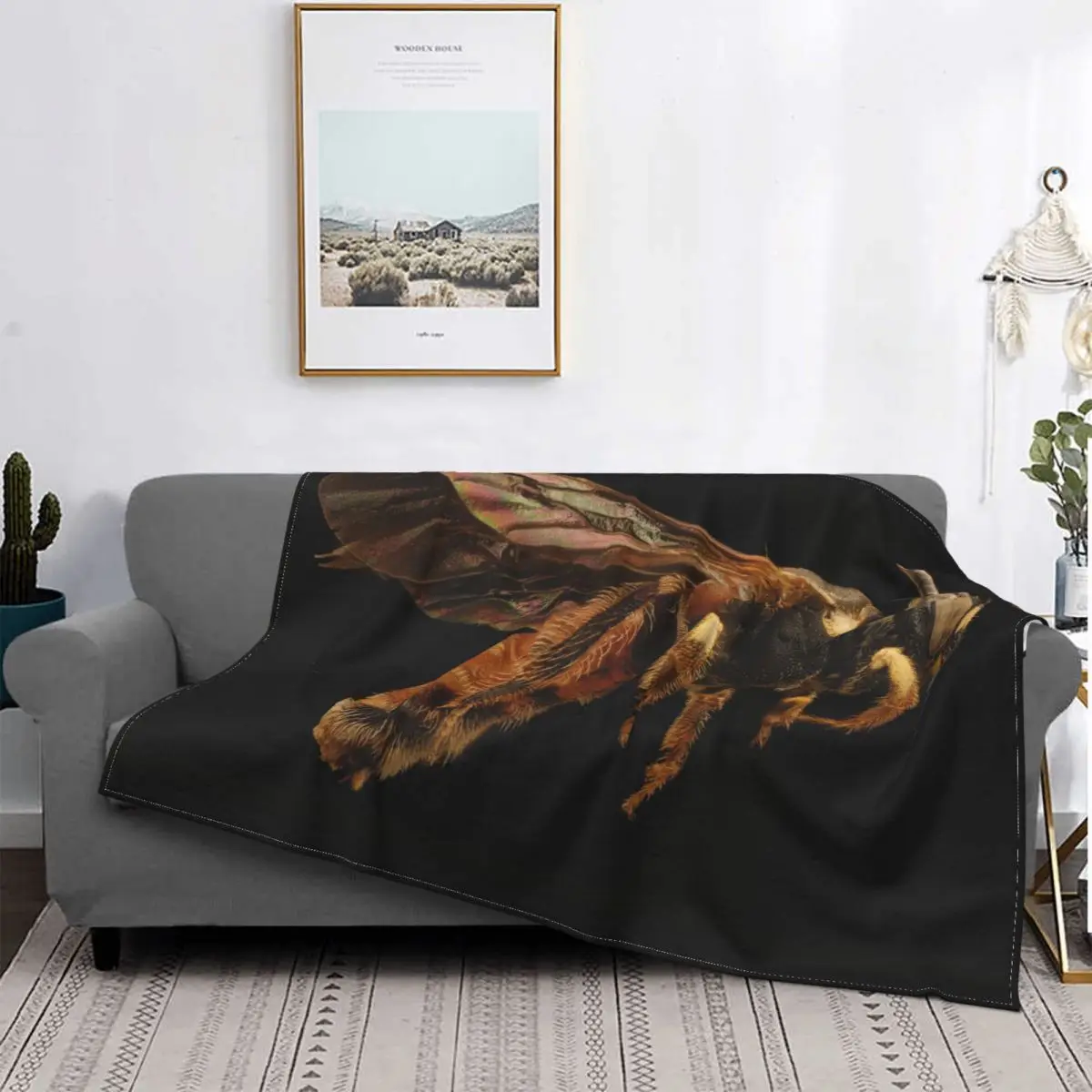 

Bee Anti-Pilling Relaxation Outdoor Non-Fading Home Decor Blanket Add Convenience Portable Skin-friendly Lightweight