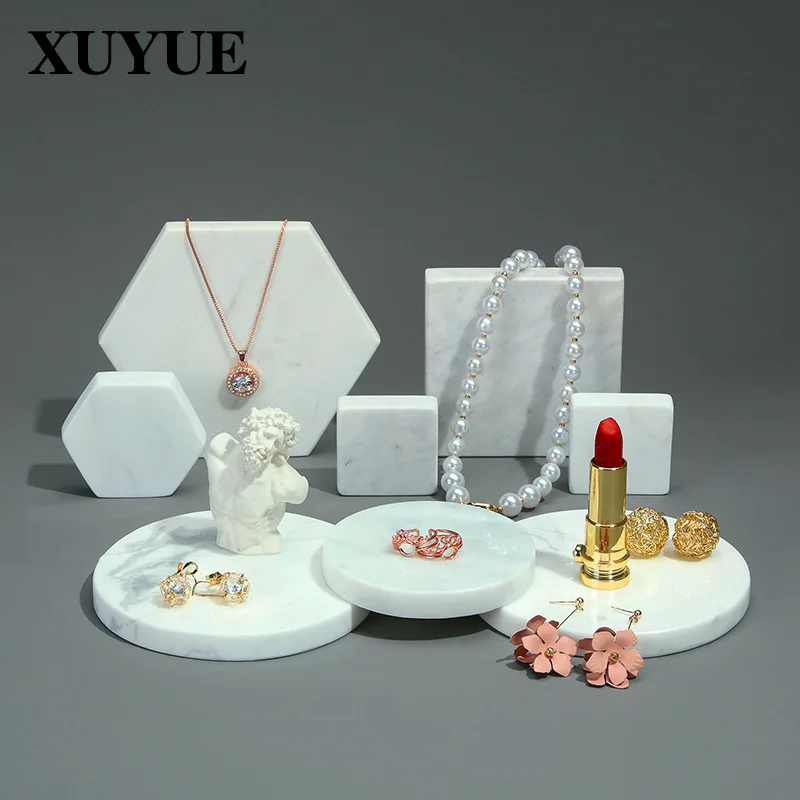 New jewelry display rack marble ring necklace jewelry display white suit jewelry props in stock jewelry boxes and packaging