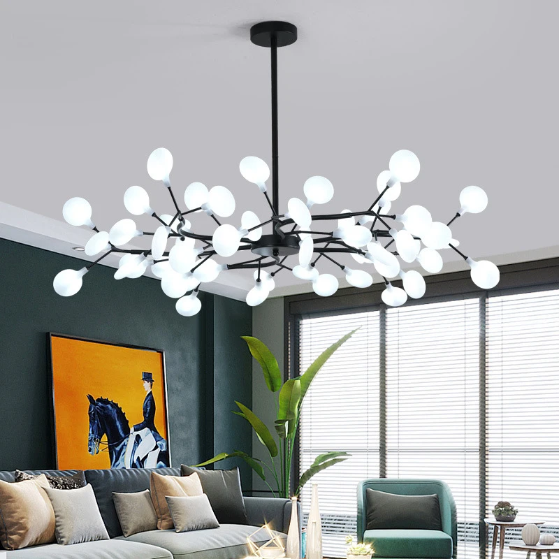Modern Firefly LED Chandelier Black Gold for Living Room Bedroom Hall Home Decor Indoor Lighting Minimalist Ceiling Pendant Lamp 1