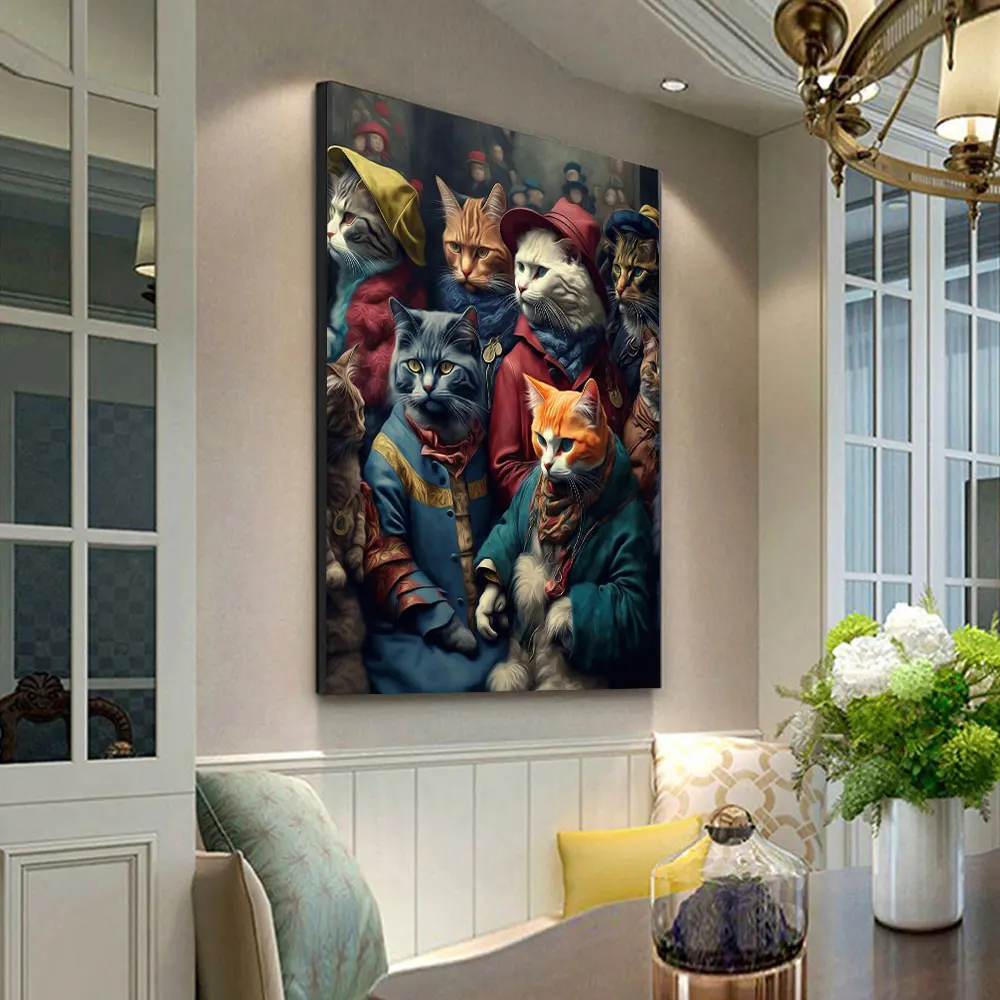 Абстрактный аниме смешной Кот банды плакаты и принты игра шахматы холст живопись