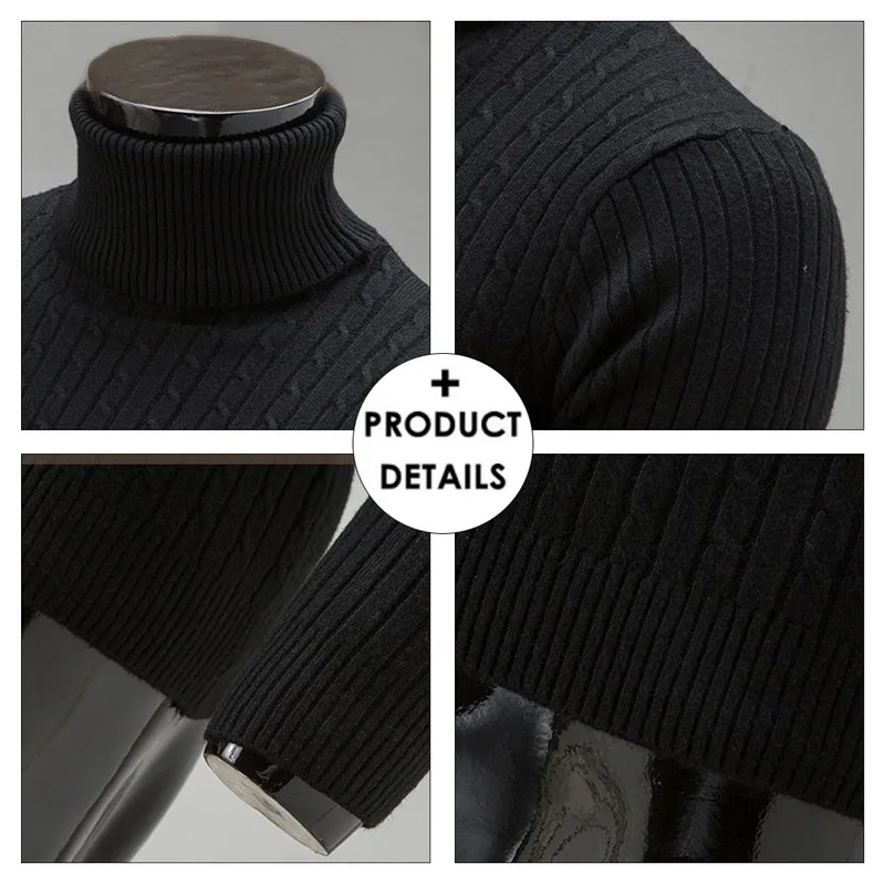 Men'S Sweater Autumn And Winter Thermal High-Necked Twist Bottoming Shirt Warm Sweater Men