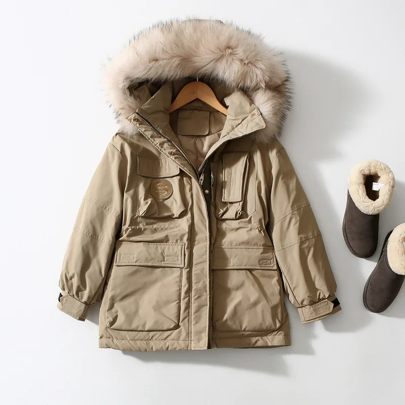 Women's Cotton-padded Cargo Parka Jackets & Puffer Coats 2022 New Winter Thicken Warm Coat Solid Down Coat Outwear