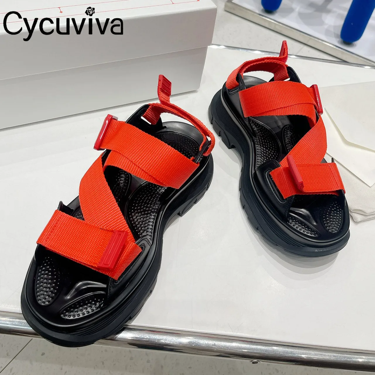 

Designer Rome Sandals Women 2022 Summer Platform Flat Beach Sandals Women Thick Sole Brand Mules Holiday Casual Shoes Woman