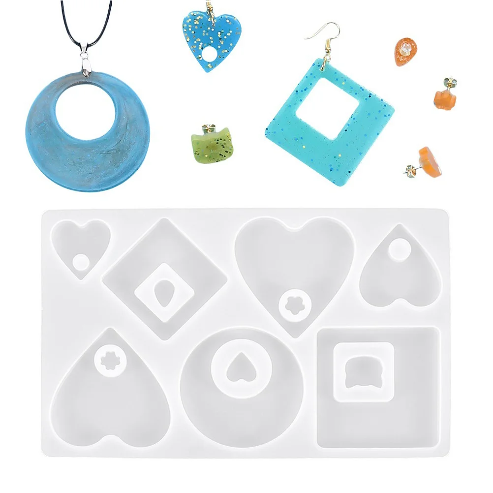 

2pcs Epoxy Molds Silicone Pendant Sweater Chain Ear Stud Jewelry Making Molds
