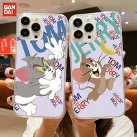 bandai cartoon cat and mouse phone case for iphone 13 11 12 pro max mini 6 6s 7 8 plus x xr xs xsmax se2020 transparent funda