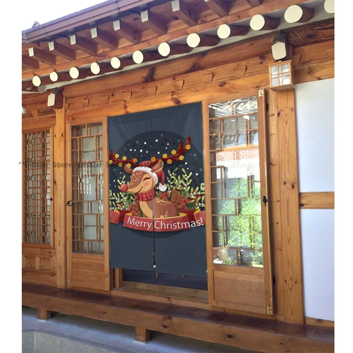 Рождественский милый олень дверная занавеска перегородка для комнаты украшение