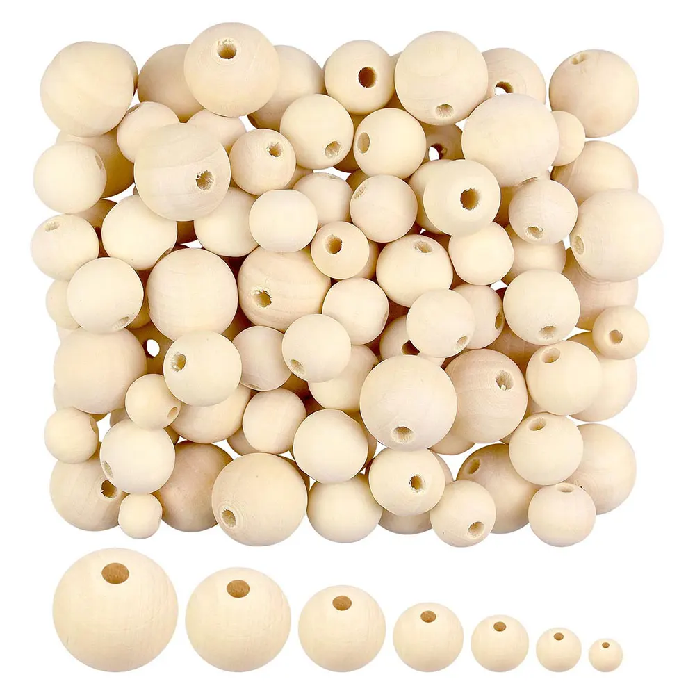 

500g/lot DIY Bracelet Bead Accessories Loose Ball Beads Big Hole Wooden Beads Natural Round for Making Bracelet Necklace Jewelry