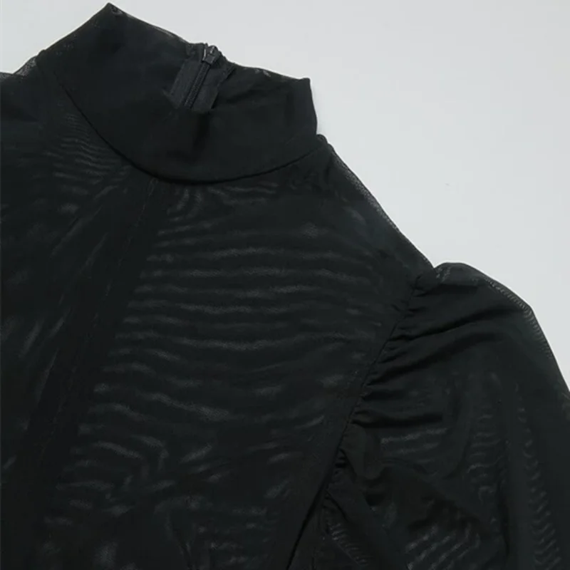 Сексуальное прозрачное платье для беременных Сетчатое с высоким воротником и