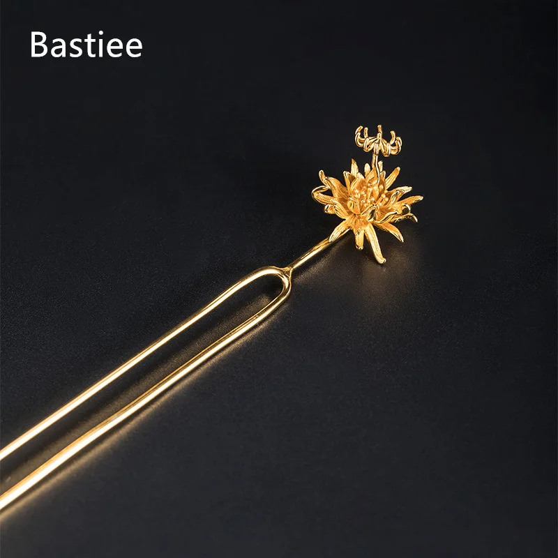 

Bastiee S925 Silver Flower Hairpin Ancient Hmong Style Step Shake Hanfu Accessories Personality Creativity Retro Hair Pins