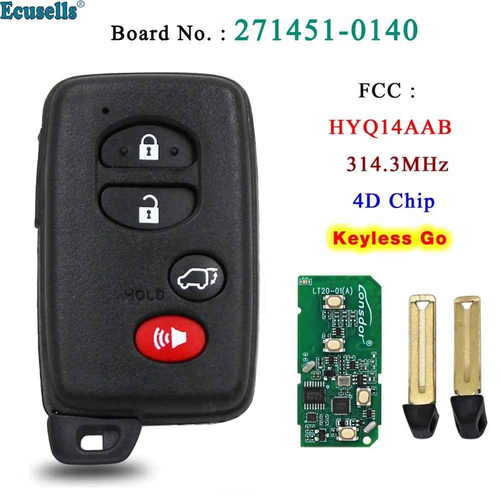 Ecusells Smart 3 + 1 кнопка дистанционного ключа ASK 314 МГц ID71-0140 Использование для Toyota Camry