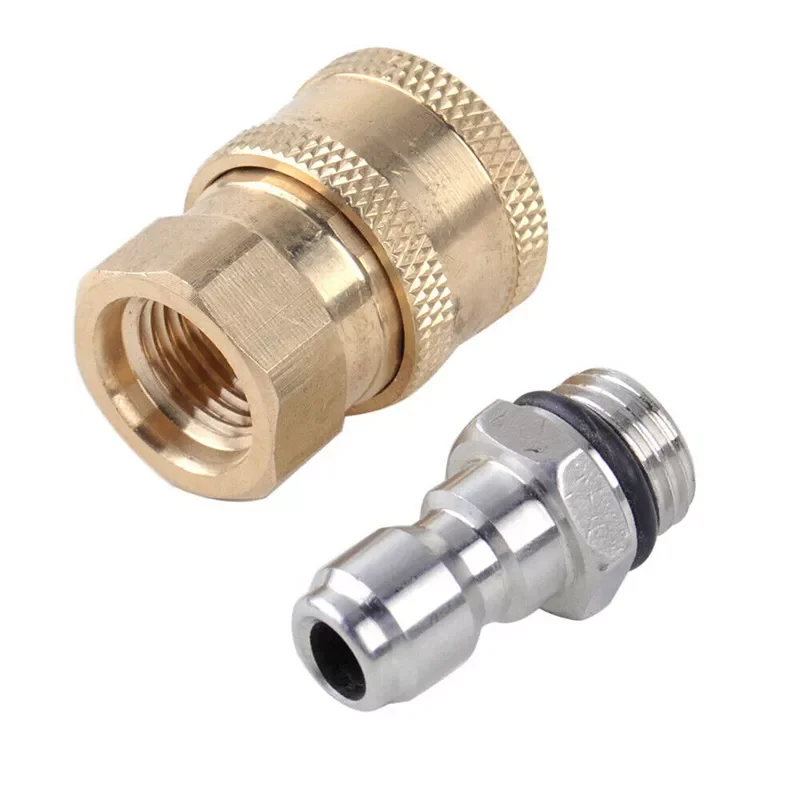 

Pair Pressure Washer Quick Release 1/4 Male M22/14 Female Plug Brass Faucet connector garden hose for water torches, foam pots