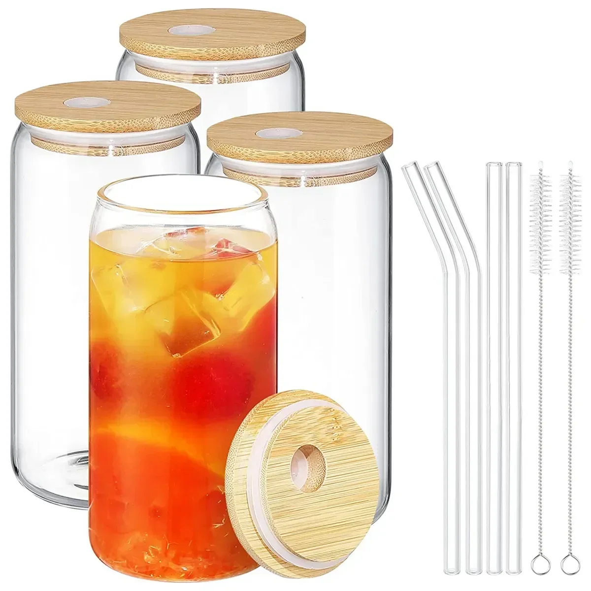 

Reusable Lids Straws 360/480ml Brew Cup Glasses Coffee Beer And Glasses for 4pcs Bar Cup Cold Can Coke Juice With Glass Cups