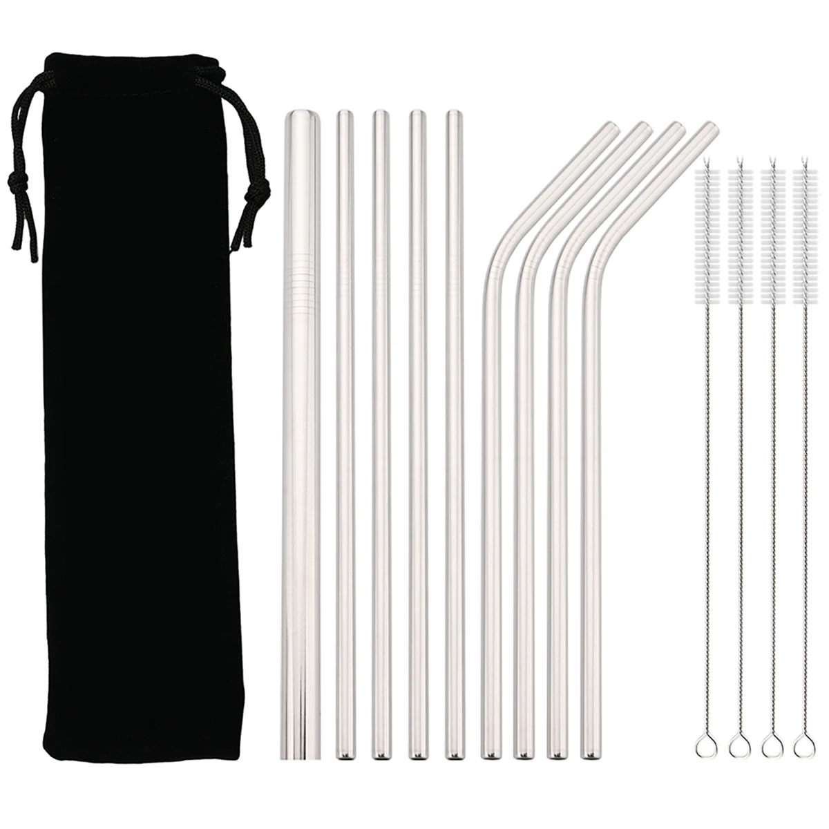 

Многоразовая металлическая Питьевая соломинка 304, из нержавеющей стали, аналогичная, с чистящей щеткой, сумка для чая Milkshak, посуда для напитков, аксессуары для бара