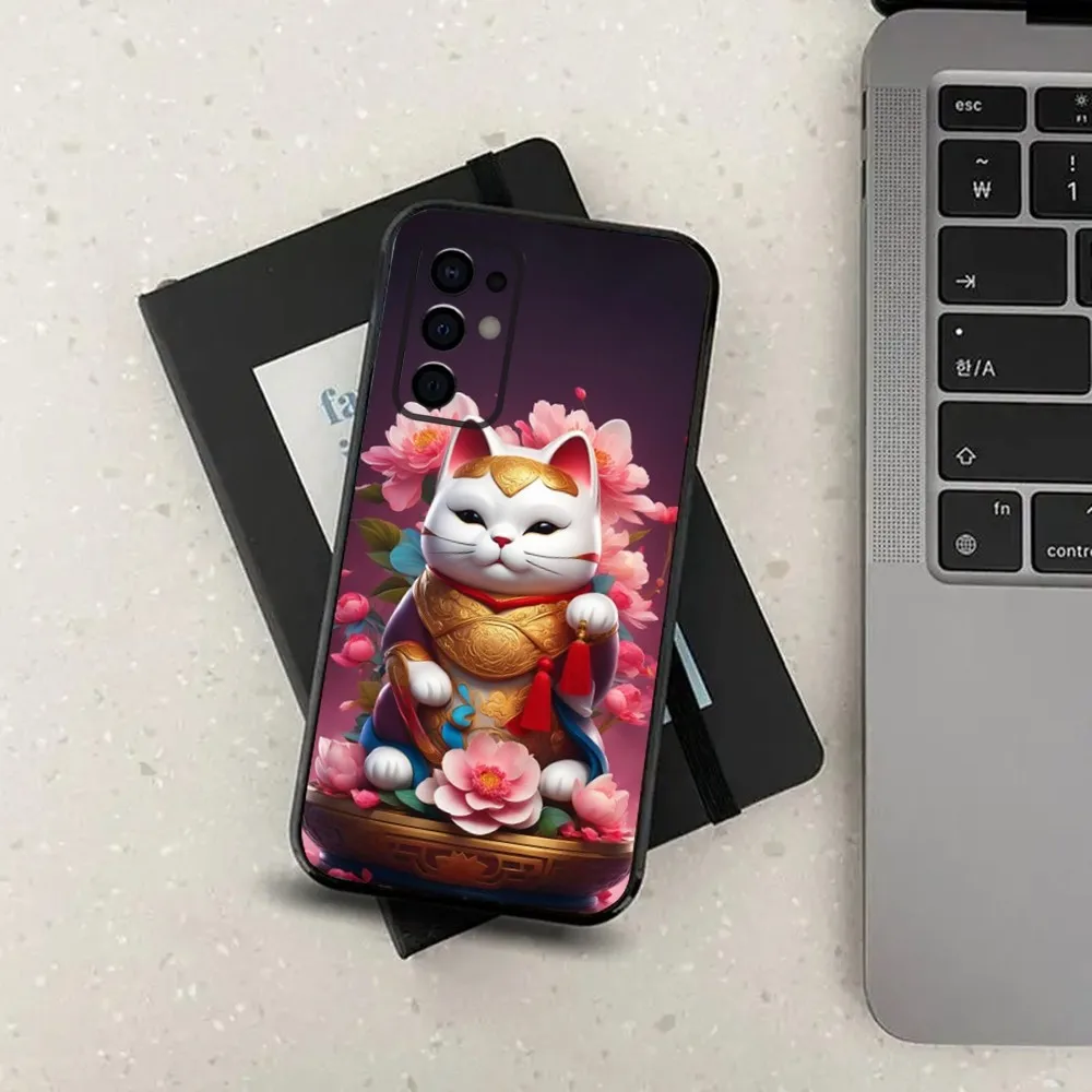 Чехол для телефона Maneki Neko Lucky Money Cat Samsung Galaxy A13 A21s A22 A31 A32 A52 A53 A71 A80 A91 мягкий черный