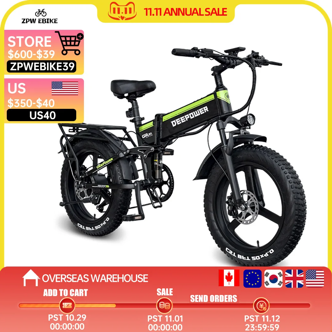 

Folding Electric Bike 1000w 17.5ah Electric Motorcycle Bike Adult Mountain Bike 20 Inch Snow Electronic Bike 48v Ebike
